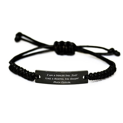 Funny Dealer Gifts for Men - I Am A Dealer Dad Rope Bracelet, Adjustable Graduation Unique Gifts from Dad to Son - Image 1