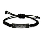 Developer Gifts from Men to Developer Friends - Funny Quote Rope Bracelet, Adjustable Black Stainless Steel and Interlaced Rope, Gifts for Developer Dads on Graduation Unique Gifts