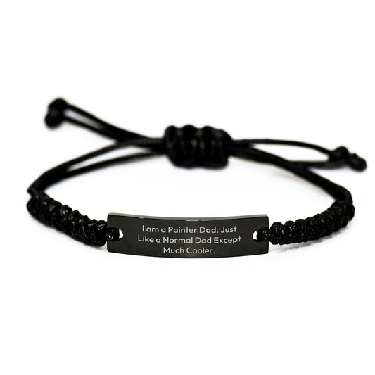 Painter Dad Rope Bracelet, Funny Graduation Gift for Him, I Am A Painter Dad, Adjustable Black Rope Gift from Dad to Son - Image 1