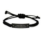 Funny Counselor Gifts from Friends for Counselor, Rope Bracelet with 'Keep Calm, I'm (almost) A Counselor.' Quote, Christmas Unique Gifts
