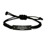 Funny Fitness Trainer Rope Bracelets Gifts for Men and Women, Keep Calm I'm almost a Fitness Trainer, Black Rope Bracelet Adjustable Fitness Motivation Gift for Christmas