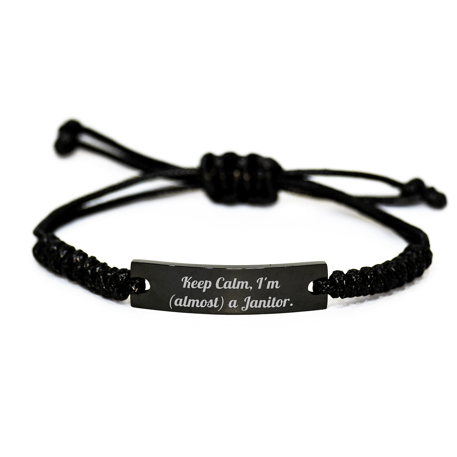 Funny Janitor Gifts - 'Keep Calm, I'm (almost) A Janitor.' Rope Bracelet for Birthday from Friends to Coworkers - Image 1