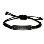 Funny Law Enforcement Officer Gifts for Men - Keep Calm I'm (almost) A Law Enforcement Officer Rope Bracelet, Gifts from Friends for Christmas Unique