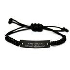 Funny Podiatrist Rope Bracelet, 'Keep Calm, I'm (almost) A Podiatrist.' Gift for Podiatrist from Friends, Christmas Unique Gifts for Men, Women, Family