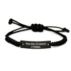 Funny Principal Rope Bracelet Gifts for Women - 'Keep Calm, I'm (almost) A Principal.' Engraved Black Stainless Steel Rope Necklace Adjustable Christmas Unique Gifts from Friends