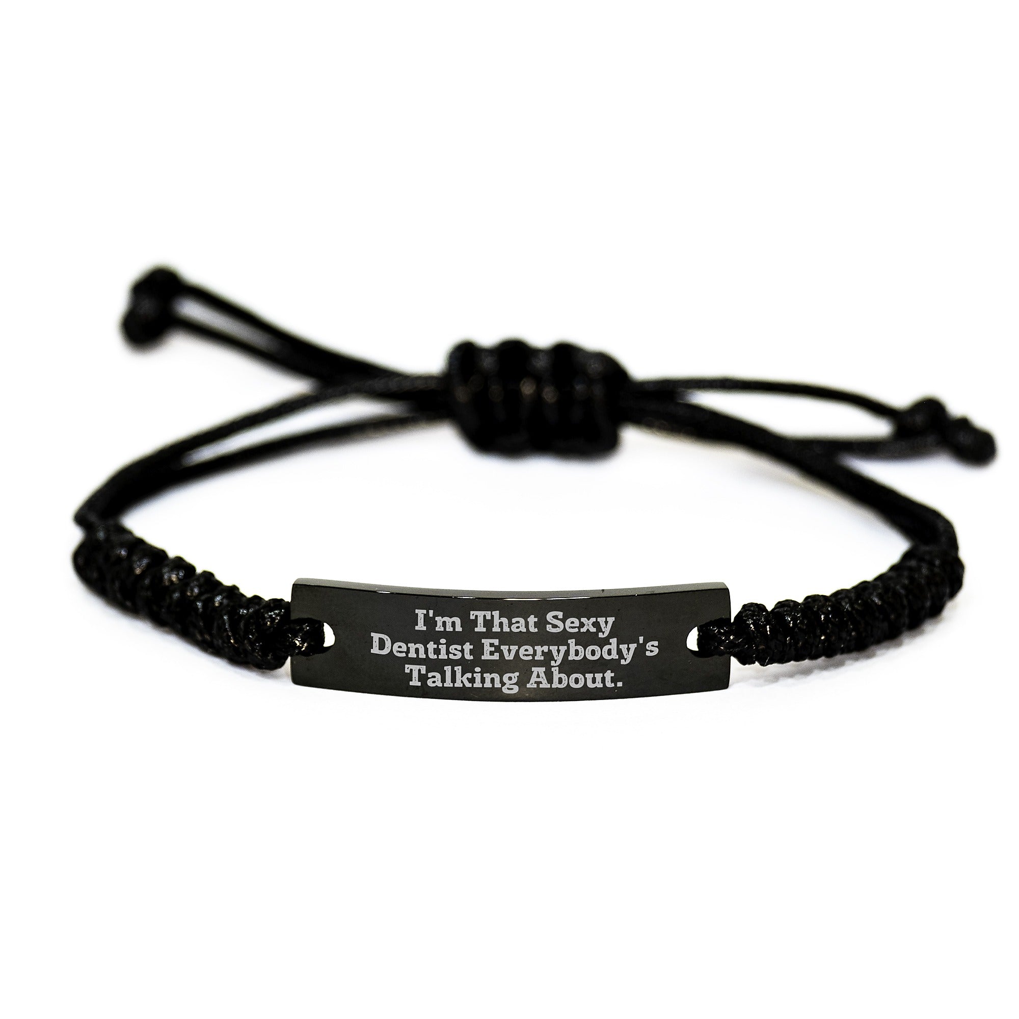 Funny Dentist Rope Bracelet Gifts from Friends, Unique Christmas Memorable Presents for Dentist Men, Sexy Dentist Quote Engraved Rope Accessory - Image 1