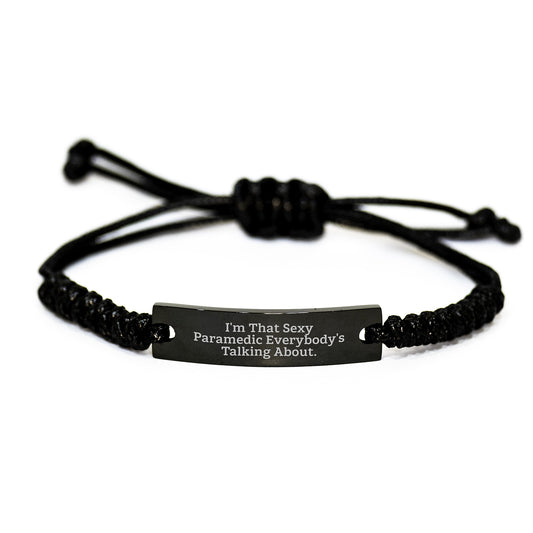 Sexy Rescue Worker Gifts, Funny Rope Bracelet for Rescue Worker Men, Black Adjustable Rope Bracelet for Rescue Worker Friends and Family at Christmas Unique Gifts from Men to Rescue Worker - Image 1