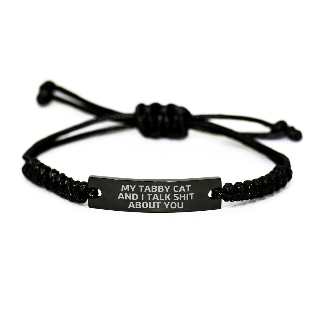 Tabby Cat Keepsake Rope Bracelet for Him Surprise Christmas Gift - Image 1