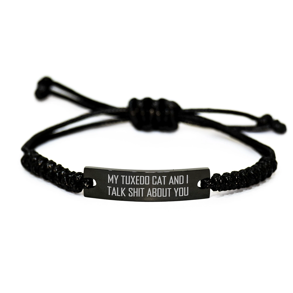 Funny Tuxedo Cat Rope Bracelet, Gifts for Tuxedo Cat Lovers, from Friends, Unique Mother's Day Unique Gifts for Women - Image 1