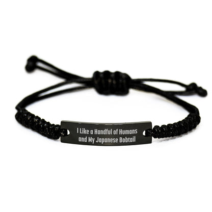 Japanese Bobtail Cat Rope Bracelet Funny Christmas Unique Gift for Men Women Friends Family from I Like A Handful Of Humans And My Japanese Bobtail - Image 1