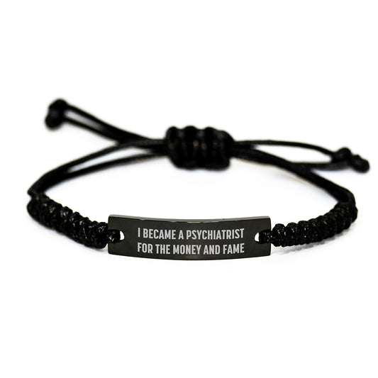 Psychiatrist Rope Bracelet Gifts for Men Funny Quote - Adjustable Black Engraved Rope Christmas Unique - Image 1