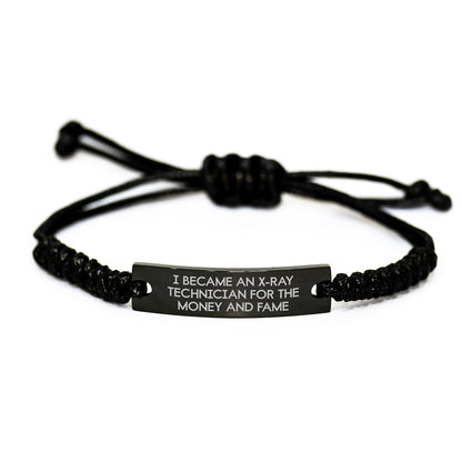 X-Ray Technician Gifts for Men from Friends - Funny Rope Bracelet for Birthday - 'I Became An X-ray Technician For The Money And Fame' Quote - Image 1