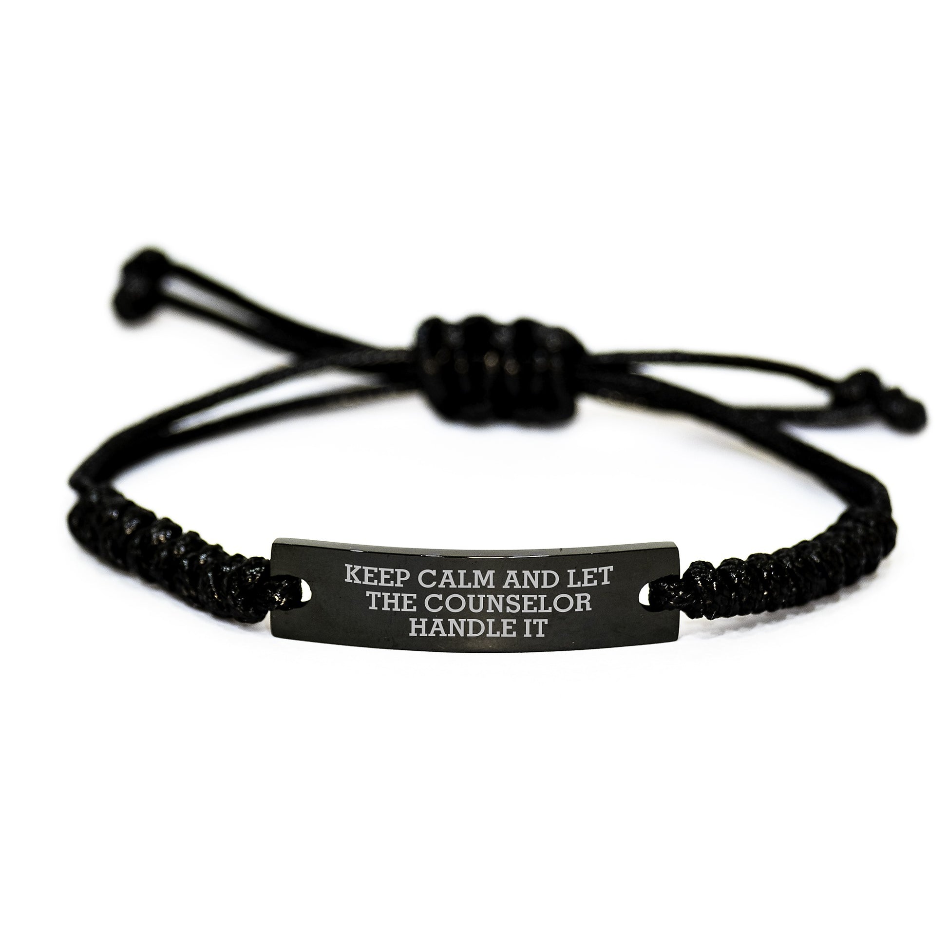 Funny Counselor Gifts from Friends for Men Women Coworkers Family - Keep Calm and Let The Counselor Handle It Rope Bracelet - Image 1