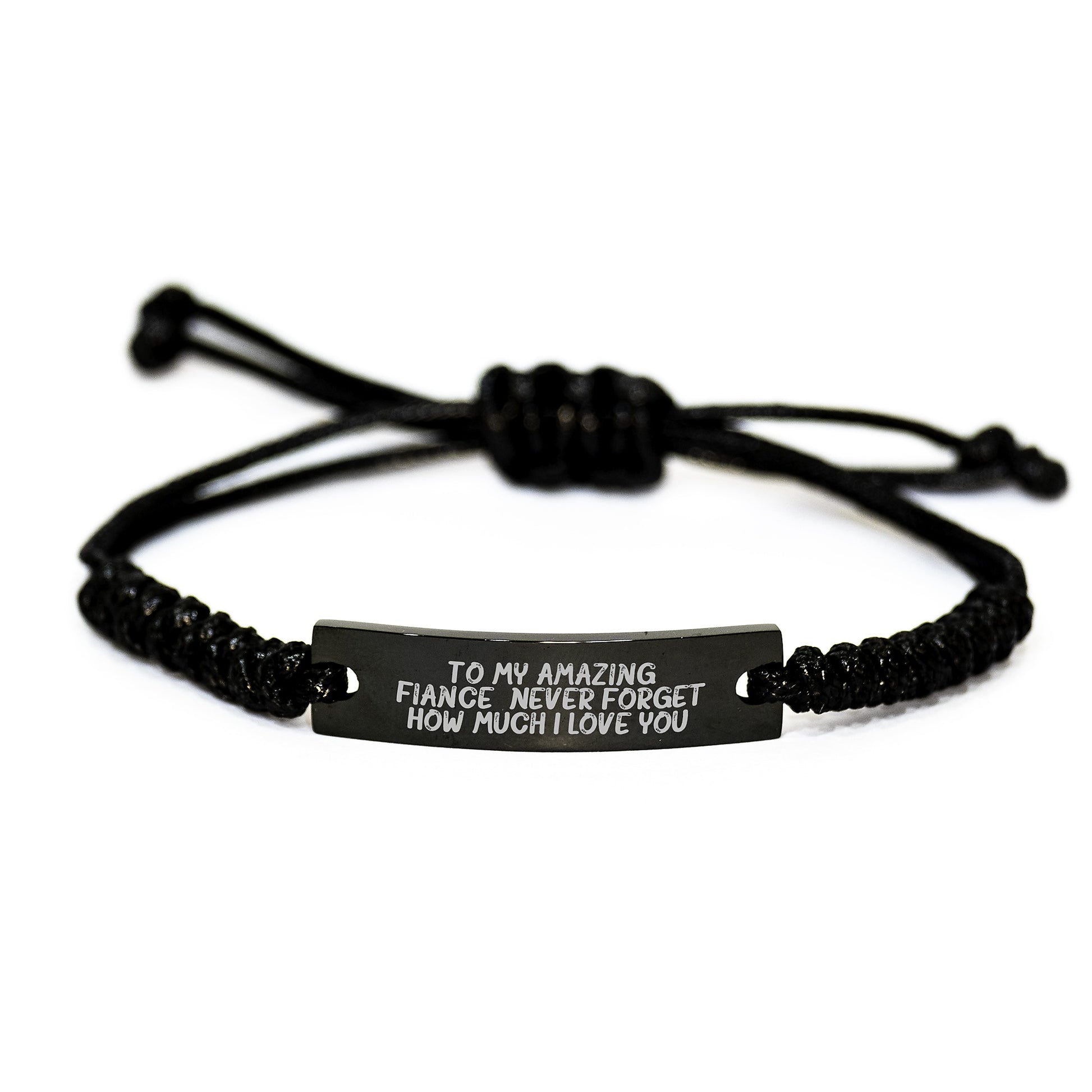 Gifts from Fiance to My Amazing Fiance Never Forget How Much I Love You Black Rope Bracelet for Fiance Christmas Unique Gifts - Image 1