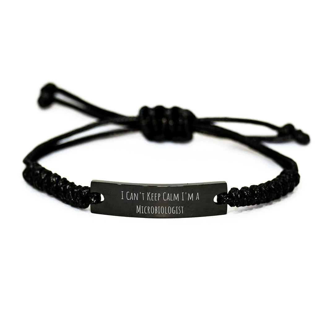 Funny Microbiologist Gifts for Men - I Can't Keep Calm I'm A Microbiologist Rope Bracelet with Engraved Black Stainless Steel for Christmas Unique Gifts from Friends Family