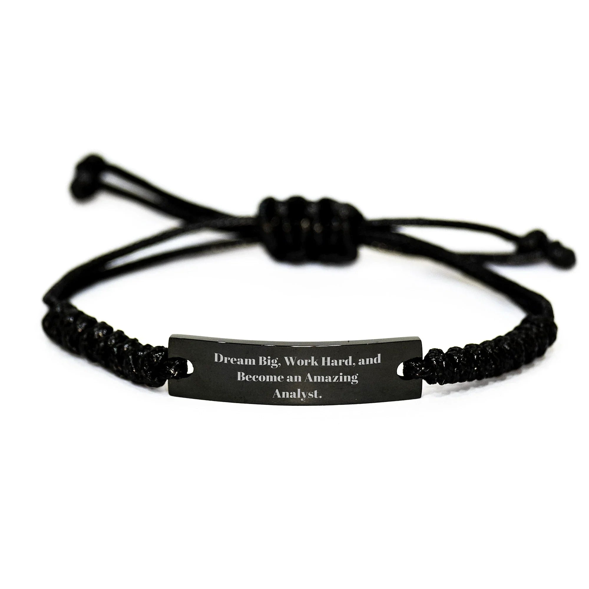 Inspiring Analyst Dreams Gifts from Family, Friends, or Coworkers - Adjustable Black Rope Bracelet, 'Dream Big, Work Hard, And Become An Amazing Analyst.' Quote, Birthday Unique Gifts for Him or Her