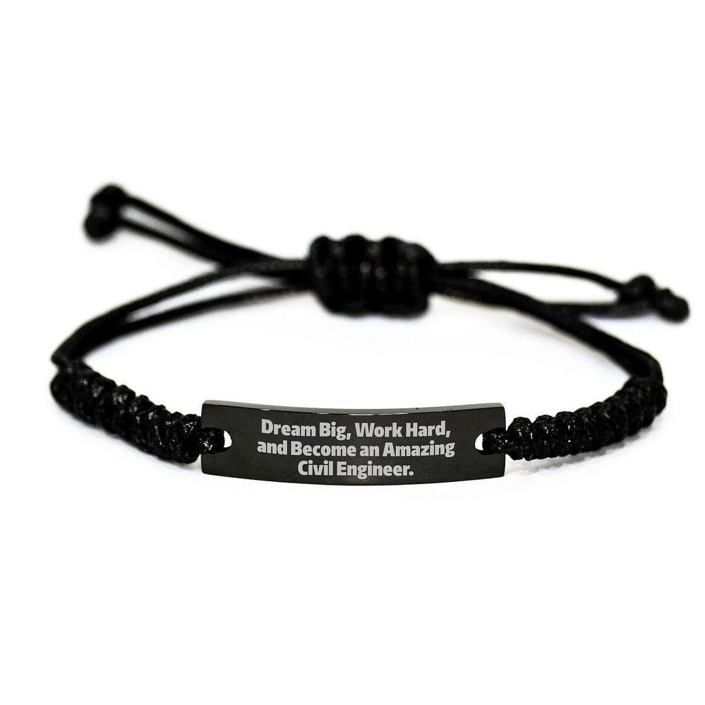 Civil Engineer Rope Bracelet - 'Dream Big, Work Hard' Inspiration for Men, Women and Friends - Christmas Unique Gifts from Family and Coworkers