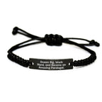 Paralegal Inspiration Gifts from Friends for Birthday - 'Dream Big, Work Hard, And Become An Amazing Paralegal.' Quote Black Rope Adjustable Wristband