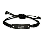 Funny Future Auditor Gift Quote Rope Black Stainless Steel Adjustable 3-9.84 inches Birthday Unique Gifts from Men to Friends