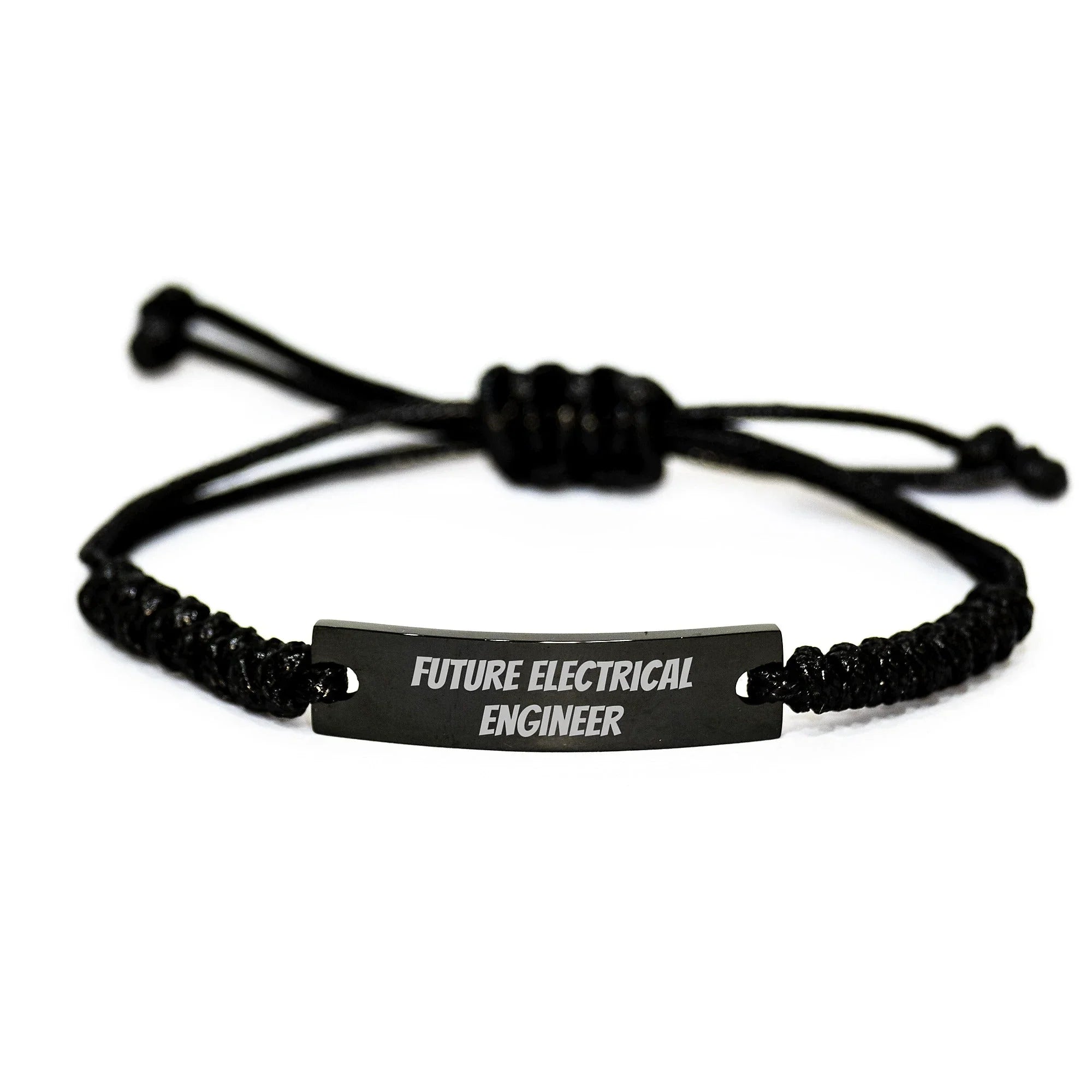 Electrical Engineer Gifts - Funny Inspirational Rope Bracelet, Adjustable Black Stainless Steel Interlaced Rope, Gifts for Future Electrical Engineer Men, Christmas Unique Gifts from Friends