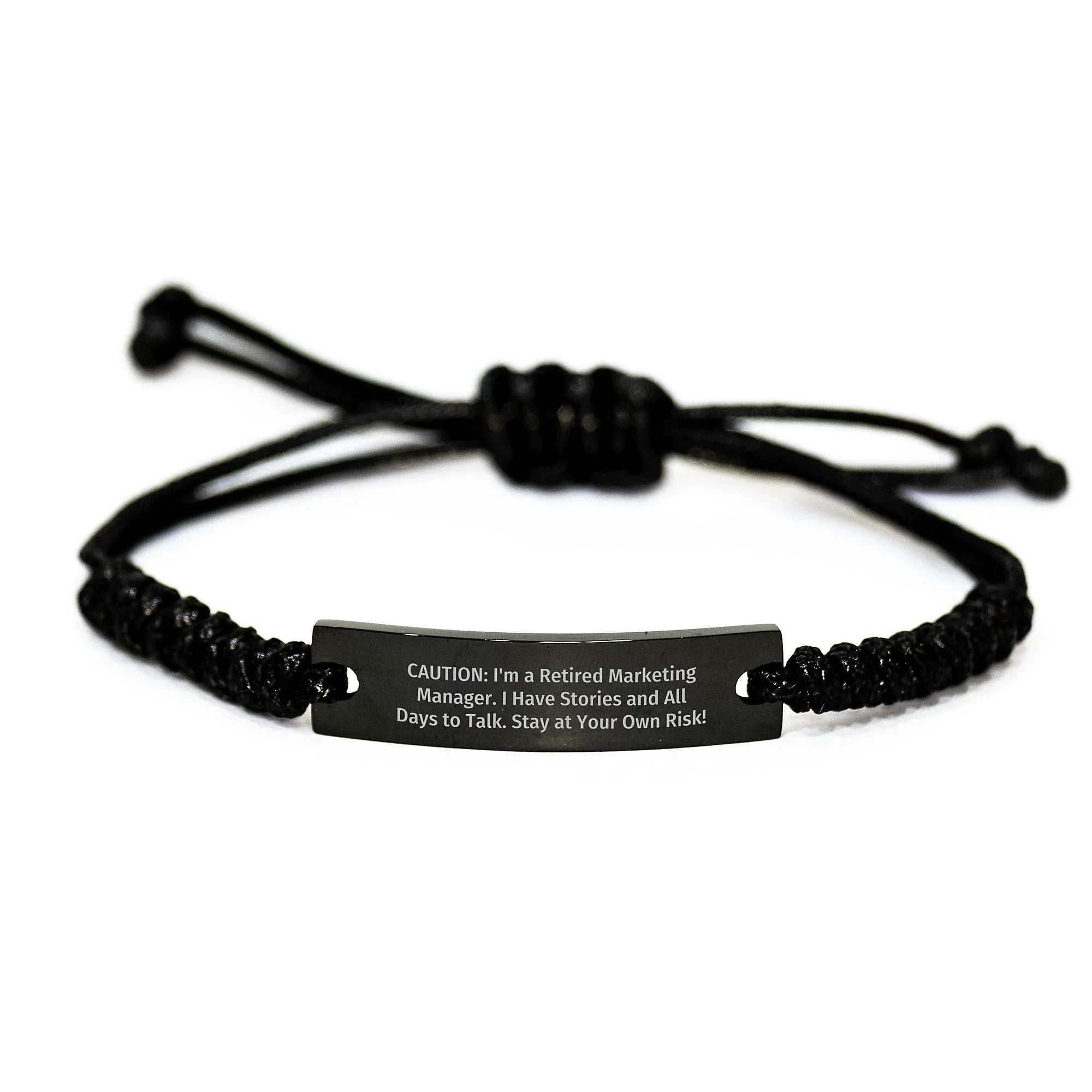 Marketing Manager Graduation Gifts from Friends - 'Caution: I'm A Retired Marketing Manager...' Rope Bracelet for Men, Women, Coworkers, Family