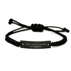 Smart Sexy Talented Sonographer Rope Gift for Graduation, Engraved Black Stainless Steel Rope Bracelet from Friends, Family or Coworkers