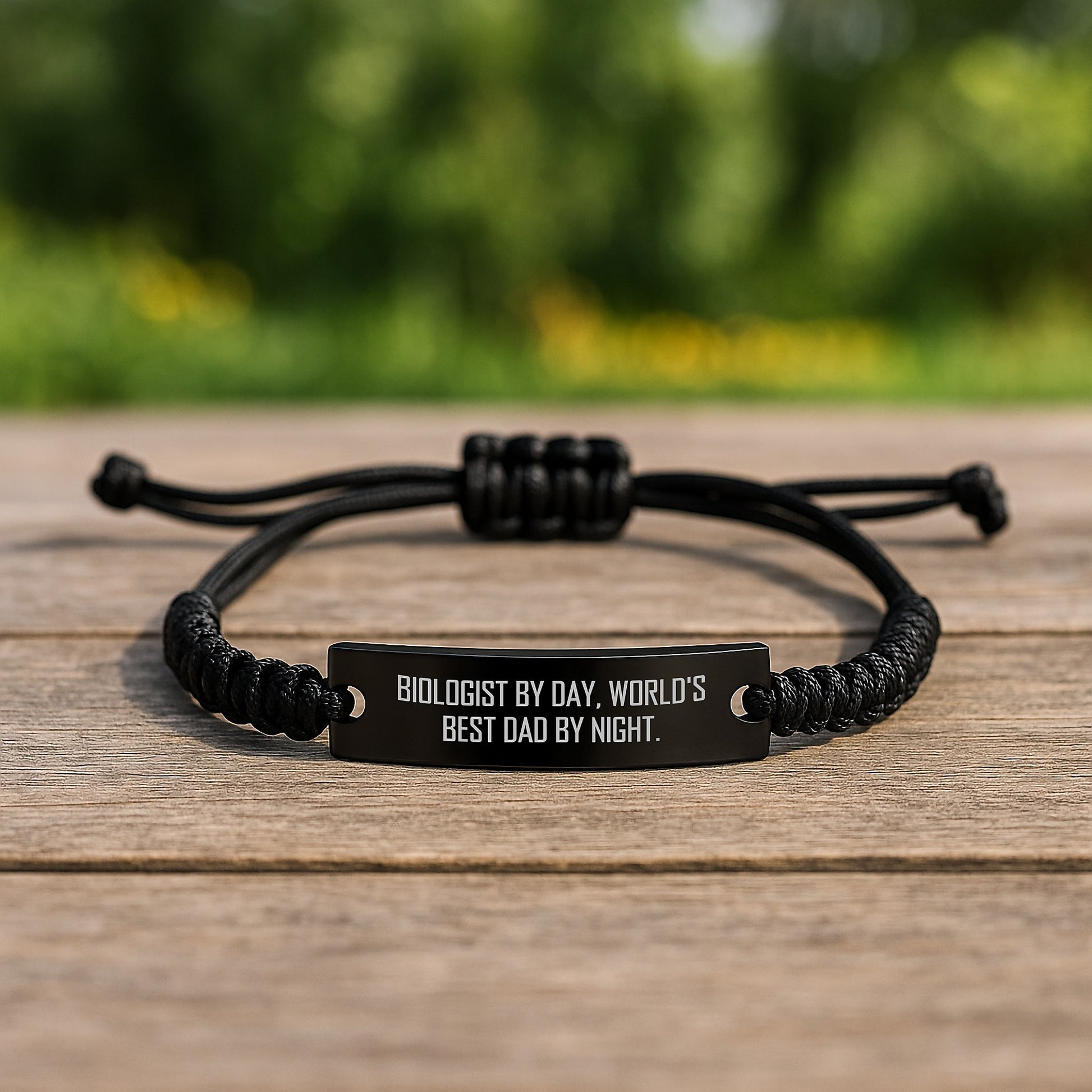 Biologist By Day, World's Best Dad By Night. Funny Graduation Gifts for Men, Engraved Rope Bracelet Gifts from Dad to Biologist, Adjustable and Durable - Image 2
