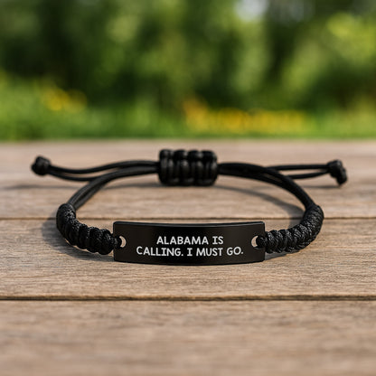 Alabama Rope Bracelet, Funny Quote, 'Alabama Is Calling. I Must Go.' for Birthday Unique Gifts from Friends to Men, Unique Gifts for Alabama Lovers - Image 2