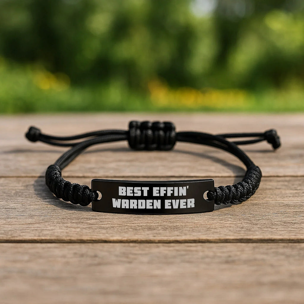 Warden Rope Bracelet Funny Quote Gifts for Men, Best Effin' Warden Ever, Christmas Unique Presents from Family and Friends