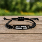 Warden Rope Bracelet Funny Quote Gifts for Men, Best Effin' Warden Ever, Christmas Unique Presents from Family and Friends