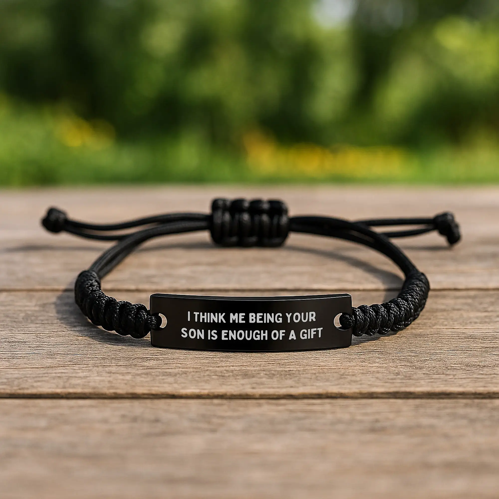 Son Keepsake Black Adjustable Rope Bracelet Birthday Gift for Him - Image 2