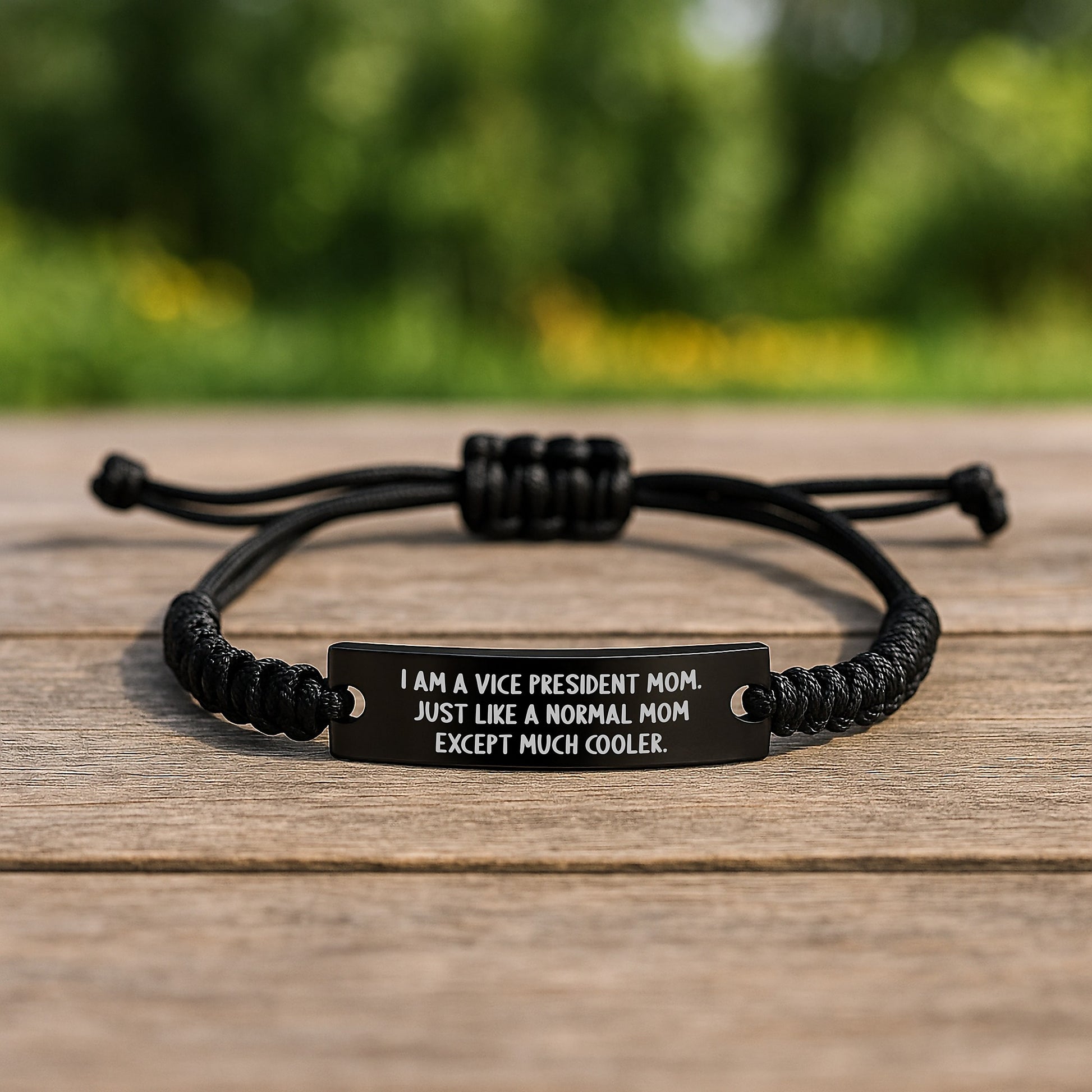 Unique Vice President Rope Bracelet Gifts for Family, Christmas Unique Gifts from Mom, Funny 'I Am A Vice President Mom' Engraved Leather Rope - Image 2