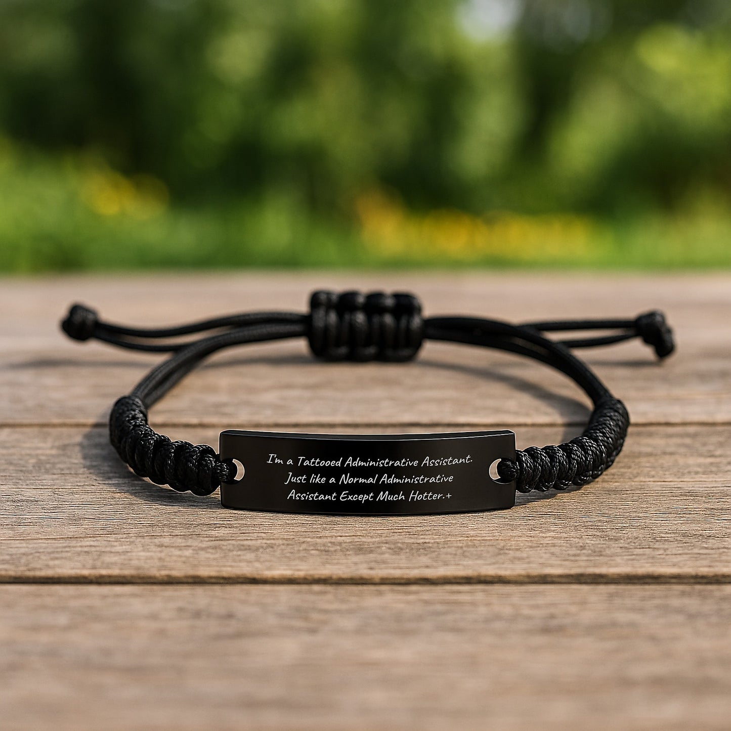 Funny Gifts from Men to Administrative Assistant Friends on Graduation - Tattooed Rope Bracelet for Women, 'I'm A Tattooed Administrative Assistant' - Image 2