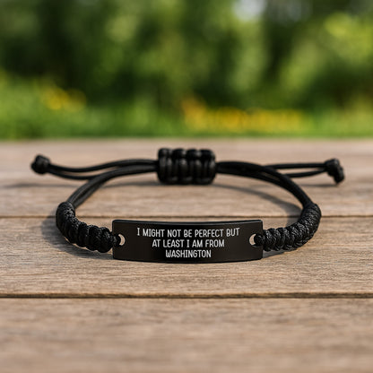 Funny Washington Rope Bracelet Gifts from Friends for Birthday, 'I Might Not Be Perfect But At Least I Am From Washington', Adjustable Rope Jewelry - Image 2