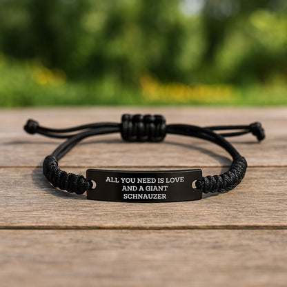 Giant Schnauzer Dog Lovers' Unique Rope Birthday Unique Gift, 'All You Need Is Love', Adjustable Black Rope Bracelet, Gifts from Family, Friends, or Coworkers - Image 2