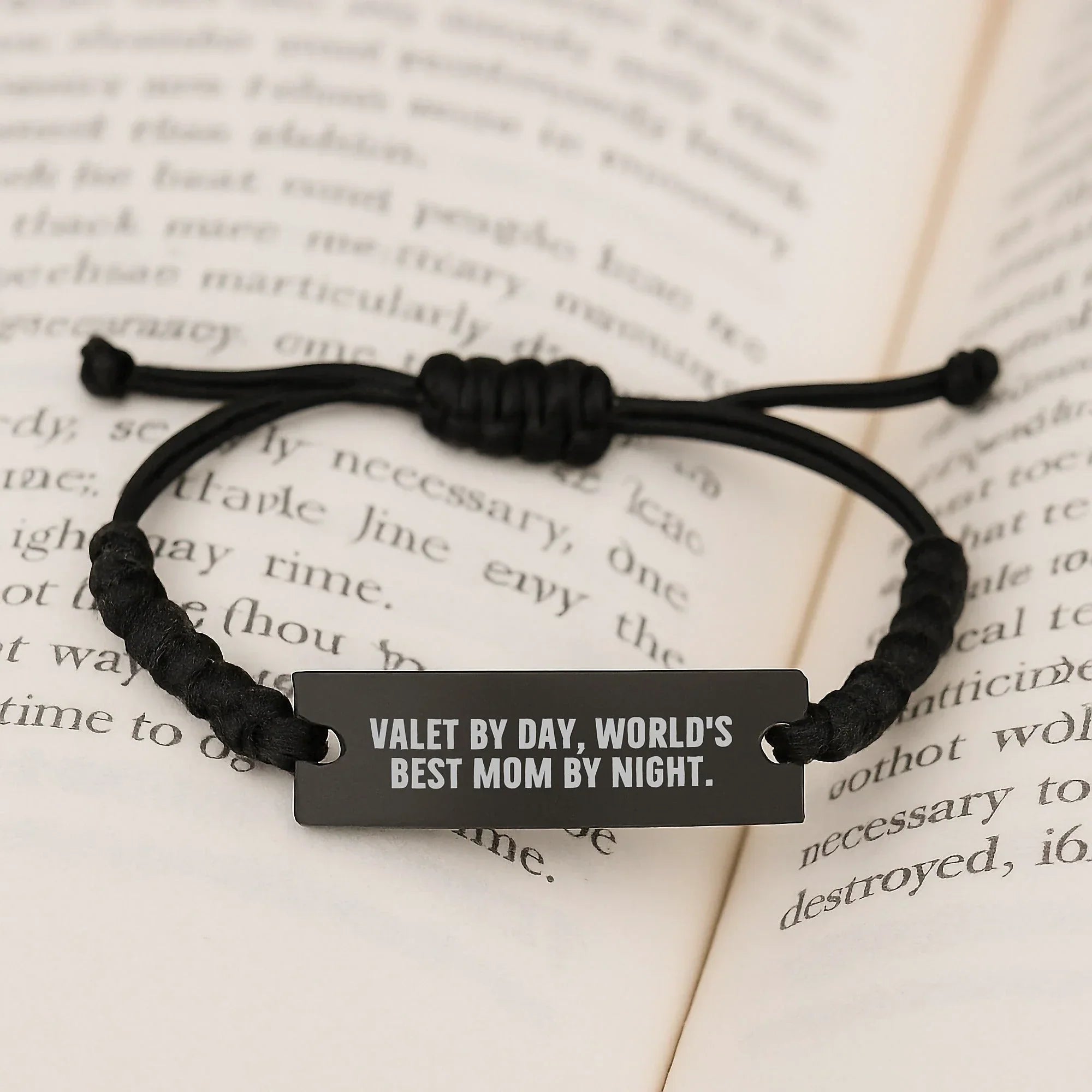 Valet Gifts for Him, Funny Rope Bracelet Quote by Day, World's Best Dad by Night, Christmas Unique Presents for Men, Gifts from Husband