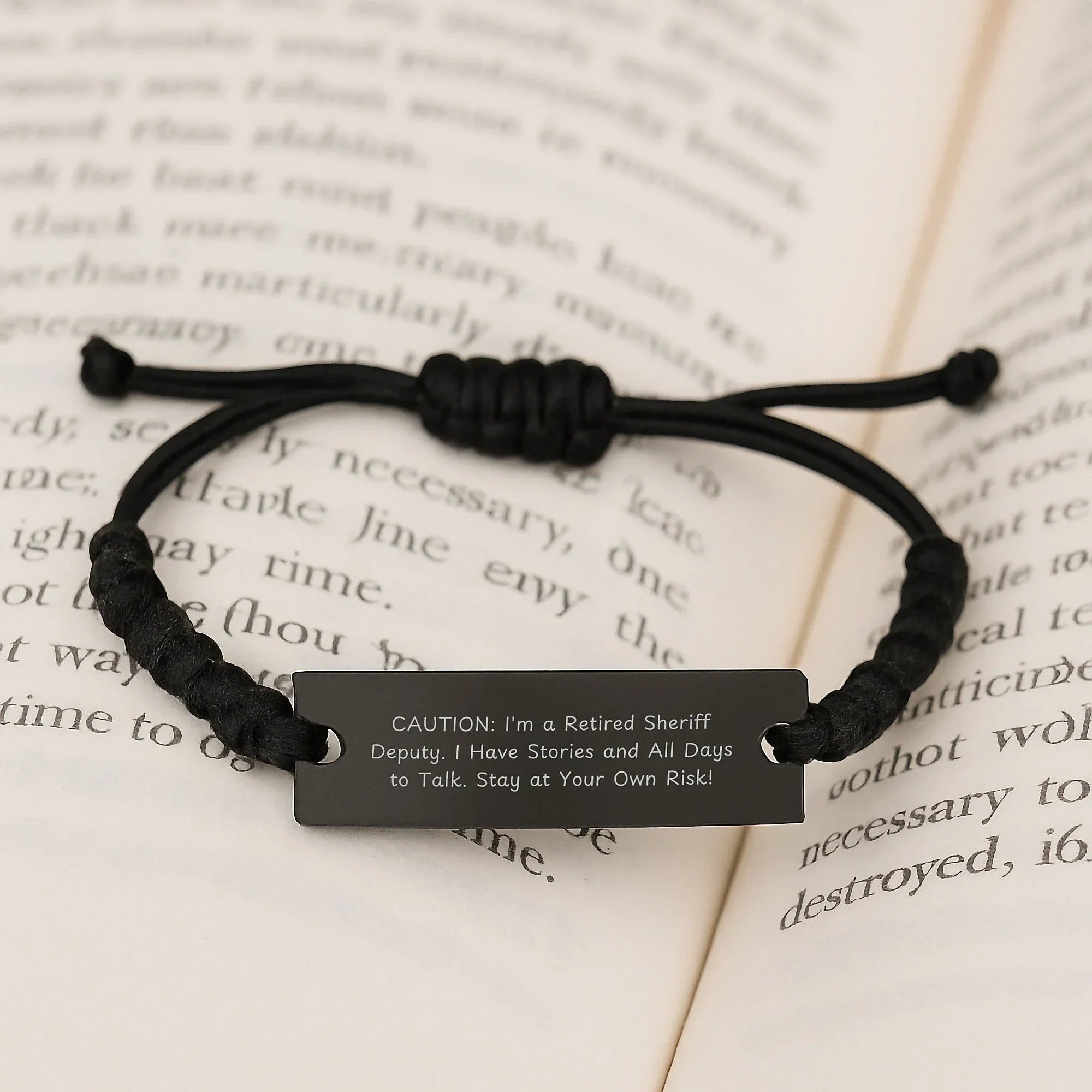 Funny Sheriff Deputy Gift for Men - 'Caution: I'm A Retired Sheriff Deputy...' Adjustable Rope Bracelet, Gifts from Friends, Graduation Unique Gifts for Sheriff Deputy, Gifts for Men