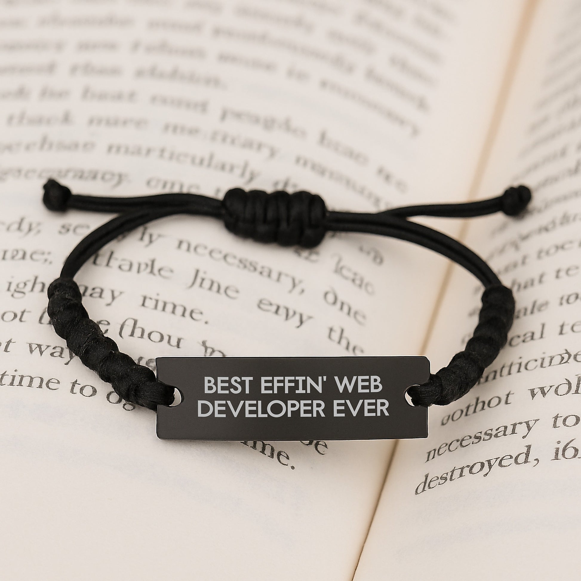 Funny Web Developer Gifts from Friends Rope Bracelet - Best Effin' Web Developer Ever Quote - Christmas Unique Gifts for Men Web Developers - Image 3