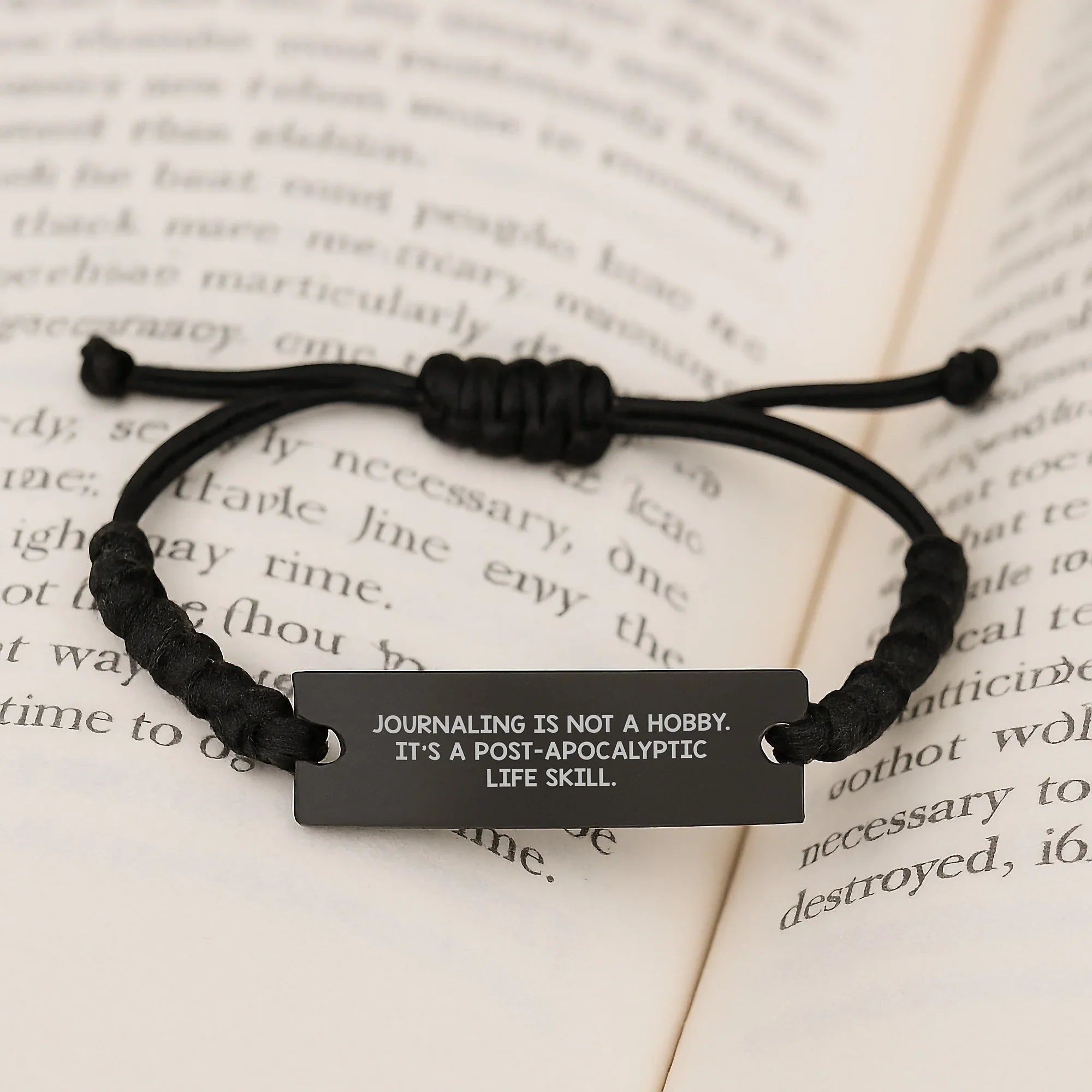 Funny Journaling Gifts for Men Rope Bracelet, 'Journaling Is Not A Hobby. It's A Post-apocalyptic Life Skill.' Christmas Unique Gifts from Friends