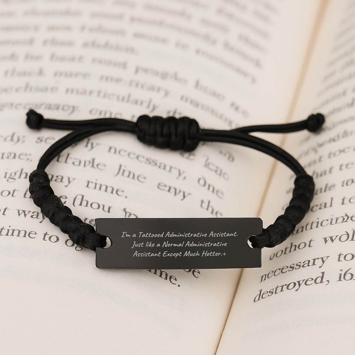 Funny Gifts from Men to Administrative Assistant Friends on Graduation - Tattooed Rope Bracelet for Women, 'I'm A Tattooed Administrative Assistant' - Image 3