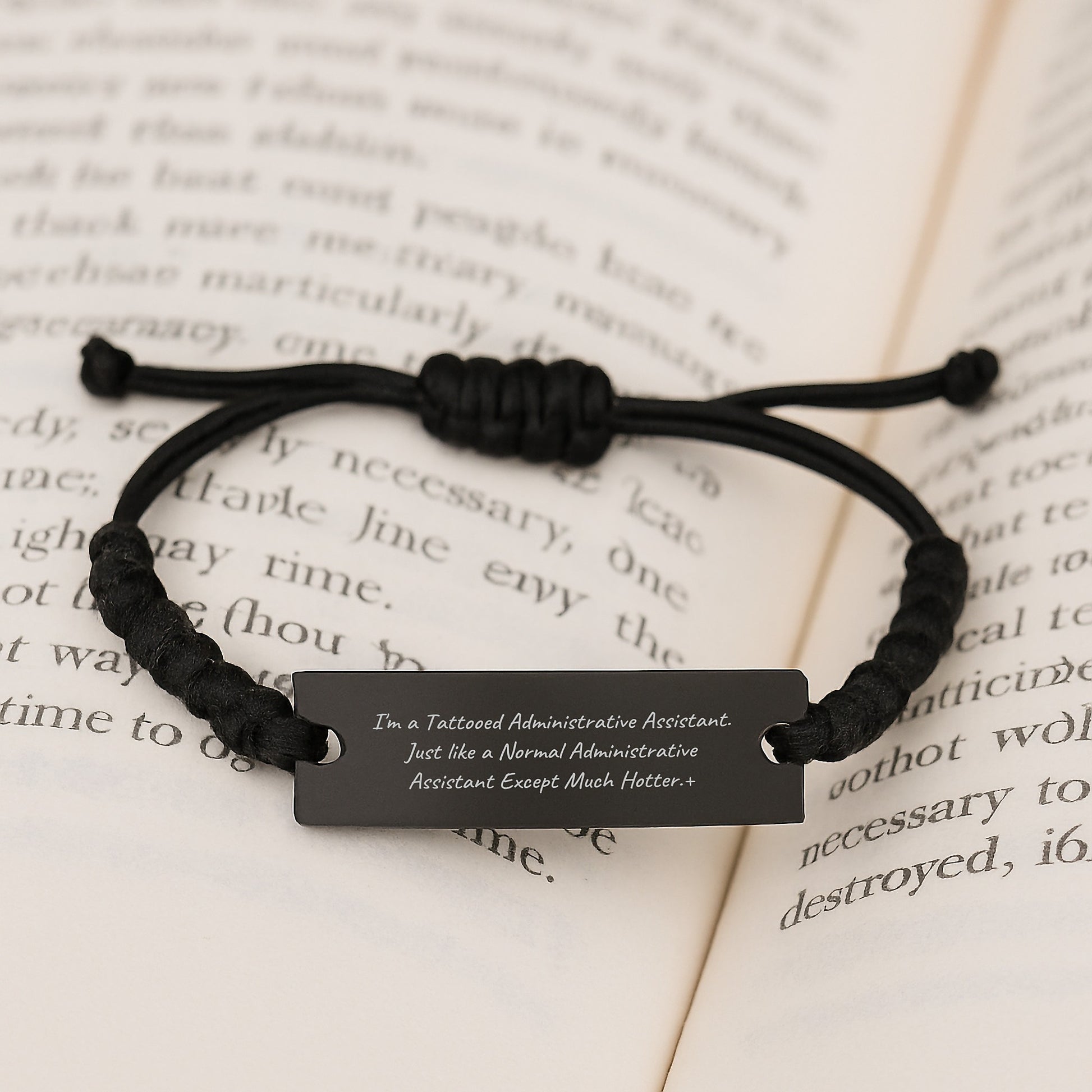 Funny Gifts from Men to Administrative Assistant Friends on Graduation - Tattooed Rope Bracelet for Women, 'I'm A Tattooed Administrative Assistant' - Image 3
