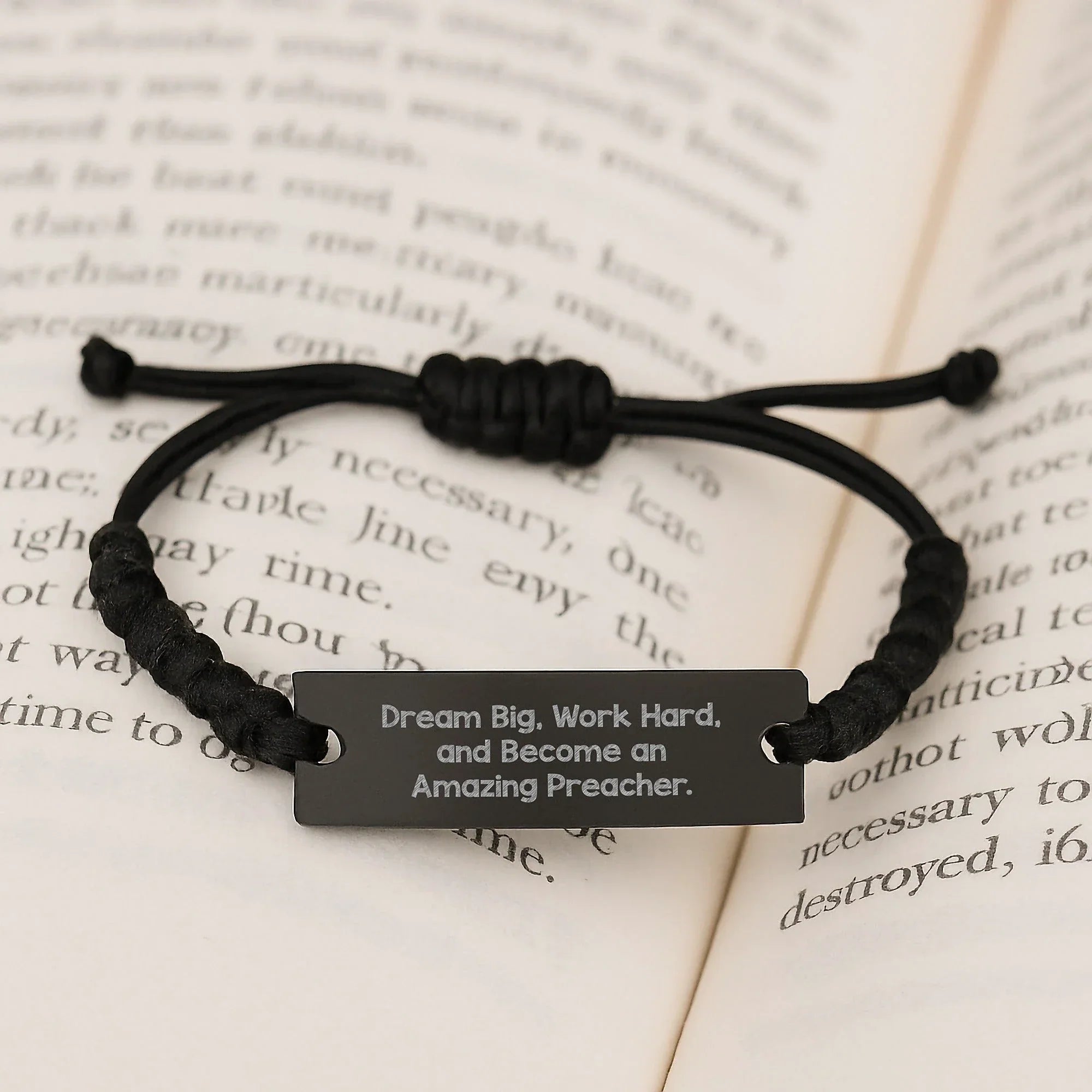 Inspirational Preacher Gifts from Friends - Dream Big Work Hard Rope Bracelet for Men Graduation Unique Gifts