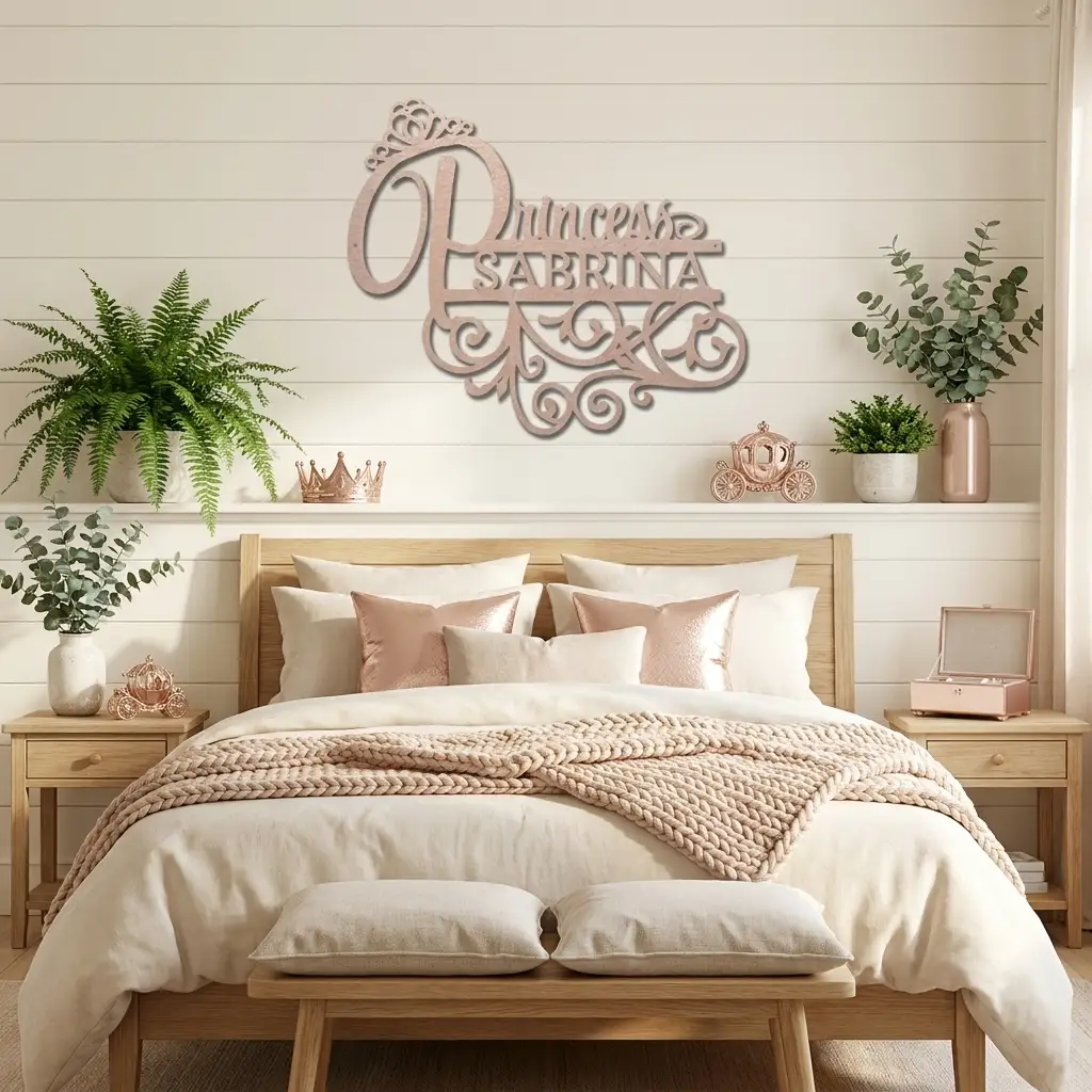 Personalized Princess Name Metal Wall Art | Custom Princess Bedroom Sign | Girls Room Decor | Crown Name Sign | Made in USA
