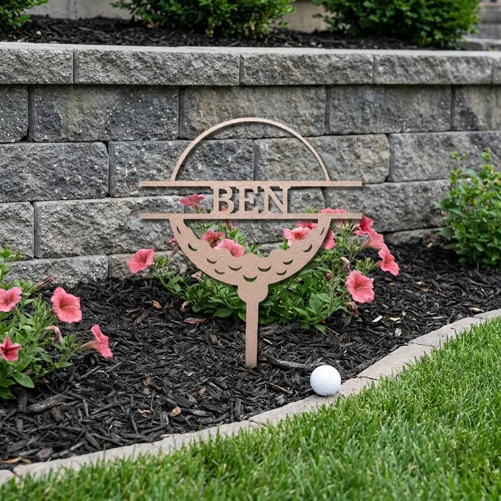 Personalized Golf Garden Stake – Custom Name Golf Tee Sign – Outdoor Yard Decor – Golfer Gift
