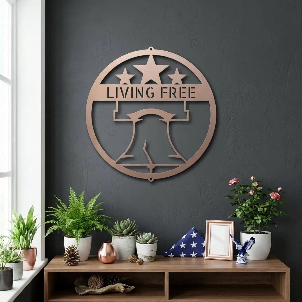 Custom Liberty Bell Metal Wall Art Patriotic Decor Made in USA Steel Sign Indoor Outdoor Americana Wall Hanging