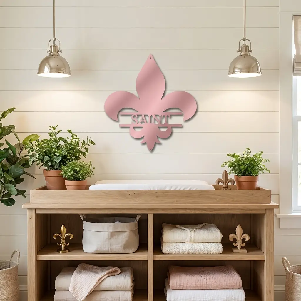 Personalized Fleur De Lis Metal Wall Art – Custom Name Sign – Louisiana Decor – Saints Inspired Wall Decor – Family Name Steel Sign