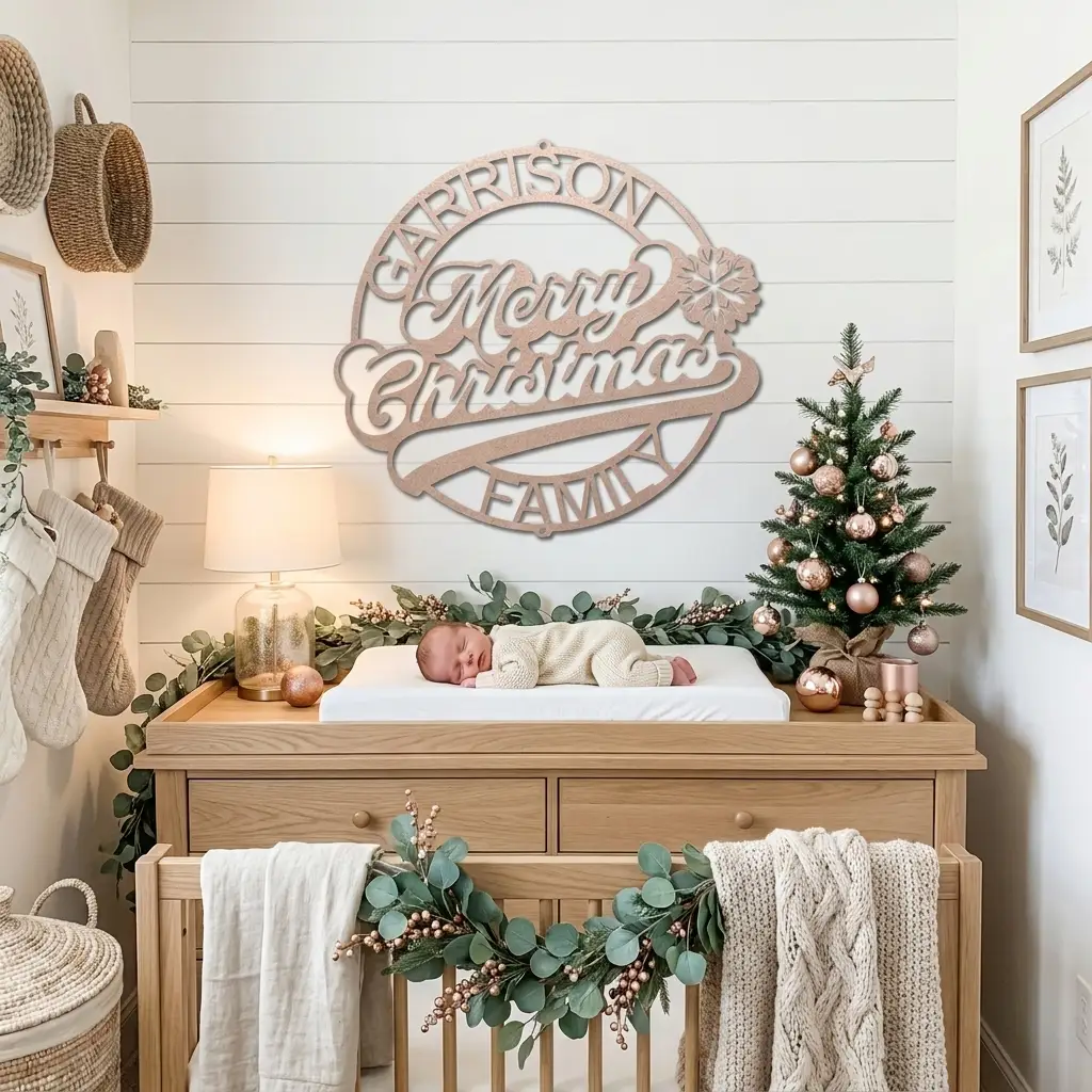 Personalized Merry Christmas Metal Sign | Custom Family Name Christmas Wall Decor | Holiday Metal Wall Art | Christmas Porch Sign | Made in USA