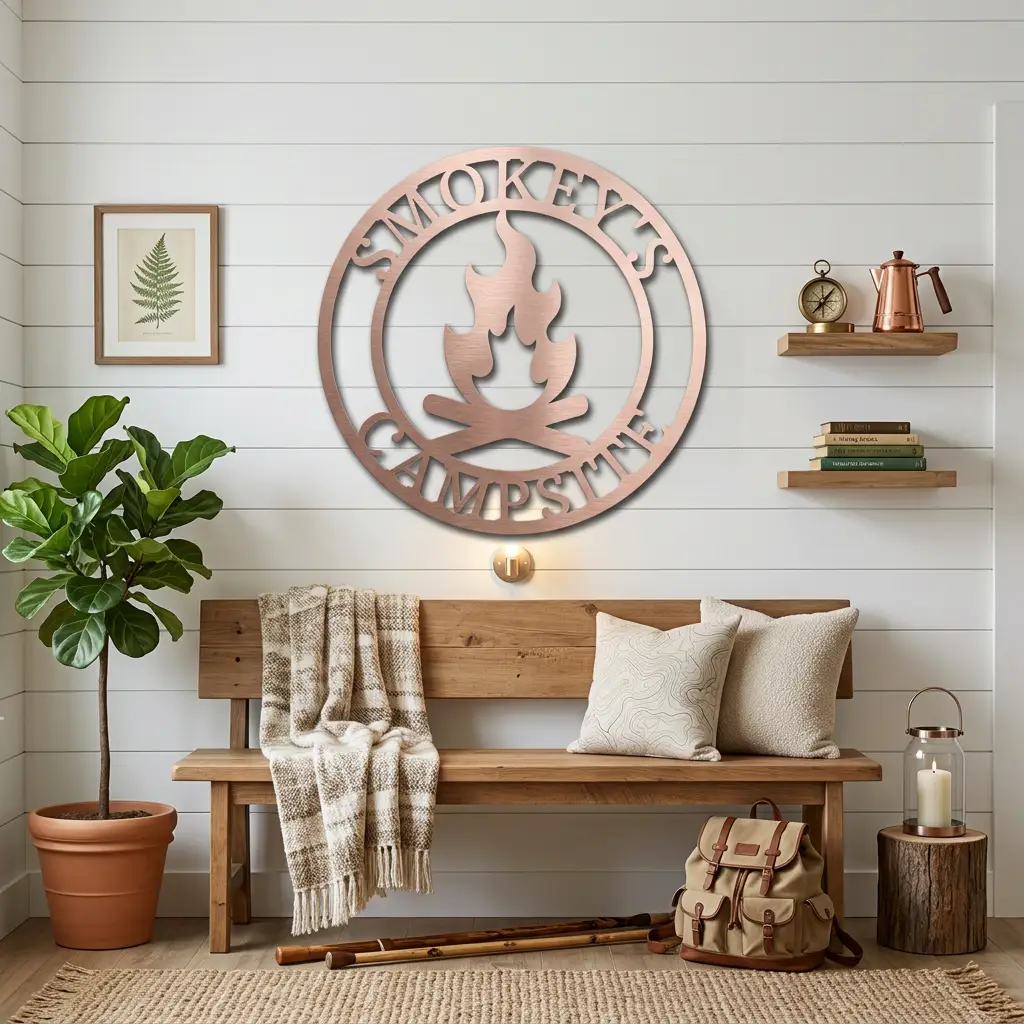 Campfire Custom Monogram Indoor Outdoor Steel Wall Sign Metal Art Home Décor