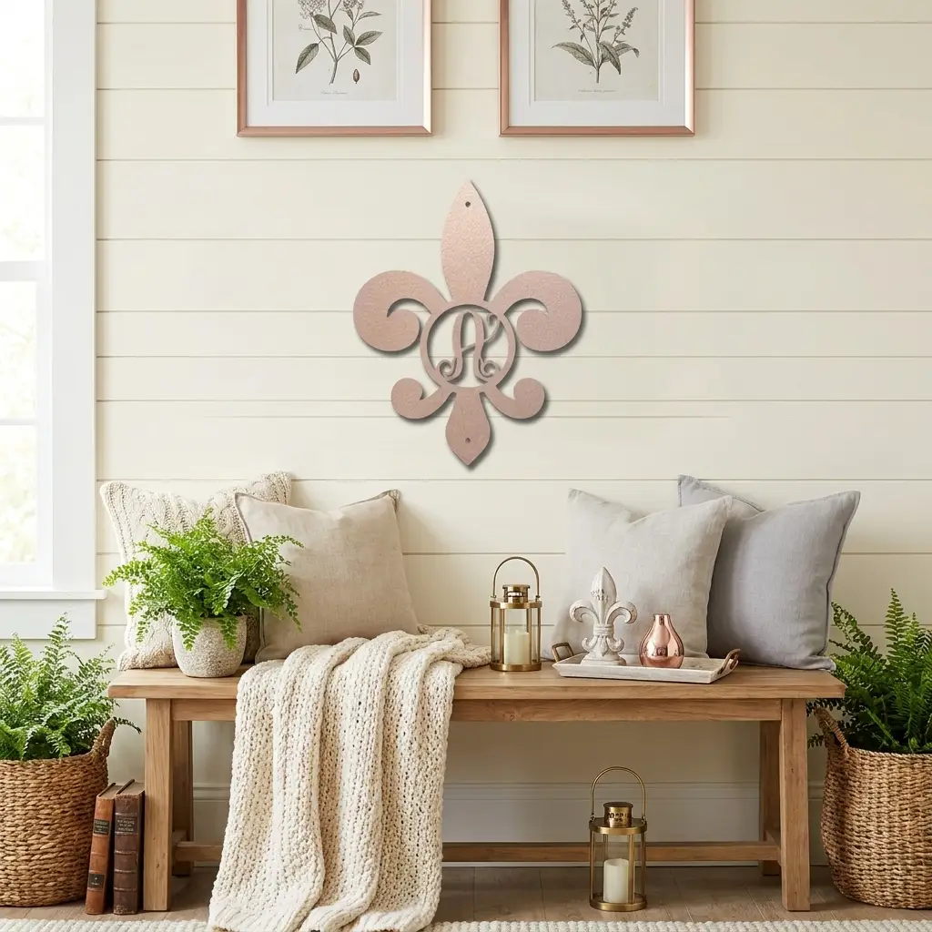 Fleur De Lis Personalized Initial Metal Art Wall Sign