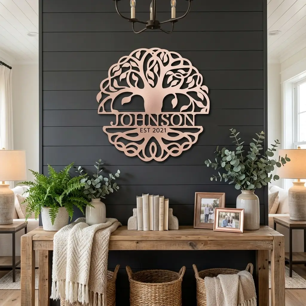 Personalized Tree of Life Metal Wall Art | Custom Family Name & Established Date Sign